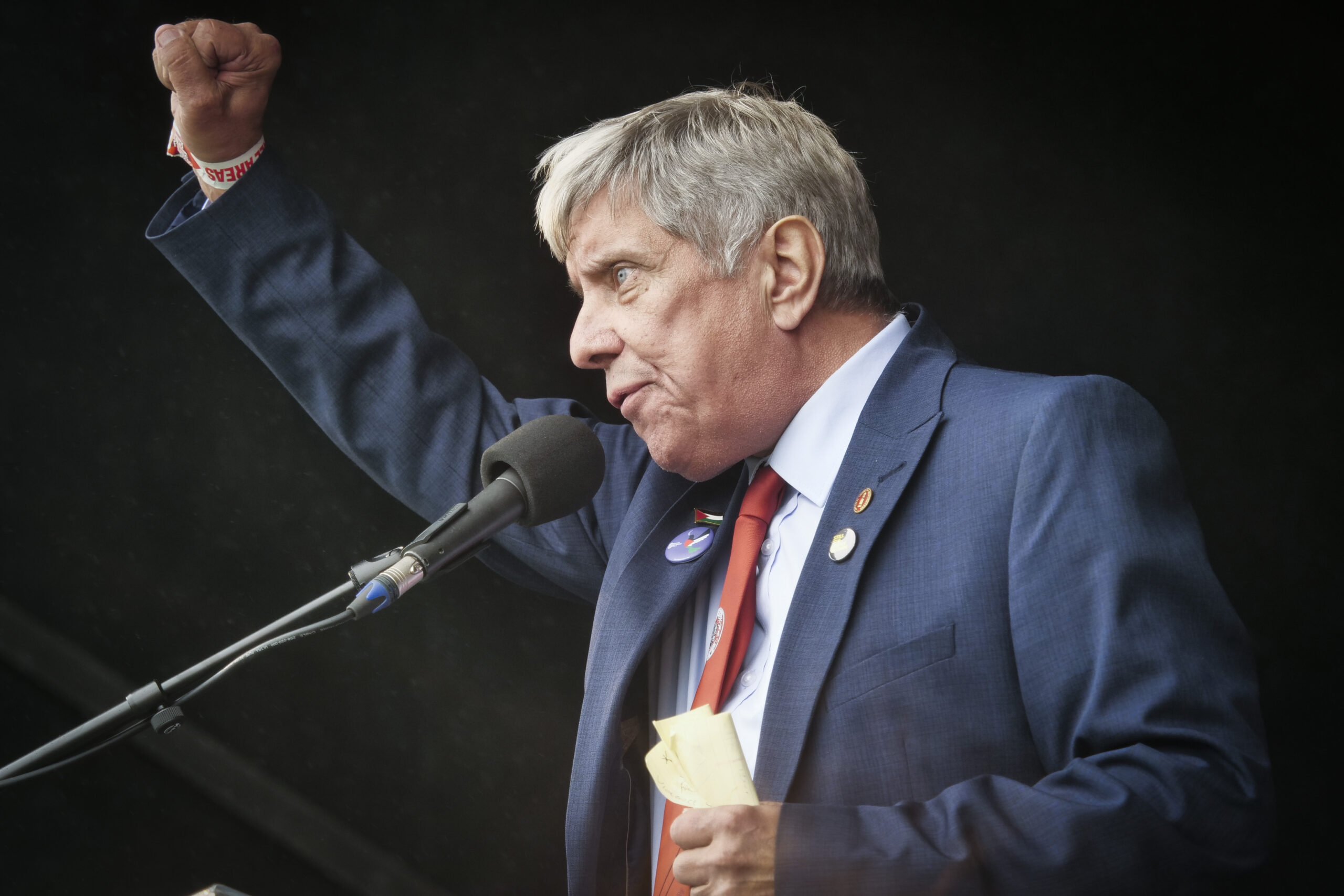 Alan Mardghum, DMA Secretary, speaks at the 2024 Durham Miners Gala